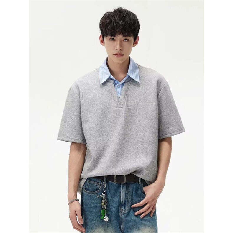 M572-P35翻领polo衫男潮牌夏季t恤韩版修身潮流2025新款百搭上衣,男装T恤,星座617A-1（原B318A）