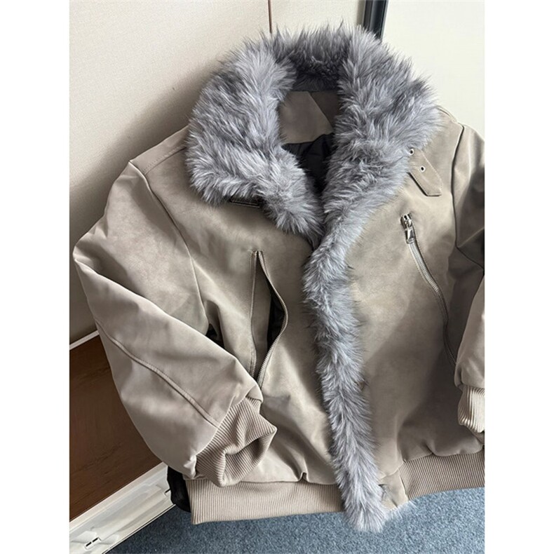 1506-1/M82451/P108冬季座山雕连帽毛领棉衣男女宽松保暖夹克棉服图片