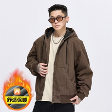 美式复古做旧加绒加厚外套宽松连帽夹克A436-978-P125168，男装夹克，电商A436