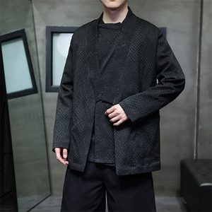 春夏新中式风蟒纹提花男女情侣款汉服道袍唐装开衫KS06图片