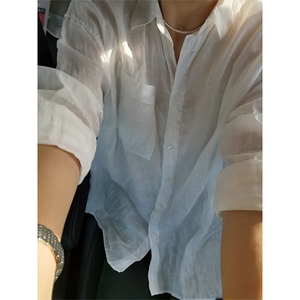 现货~夏季棉麻长袖衬衫男薄款休闲宽松防晒衬衣外套C032-特P35图片