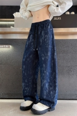 25秋季新款潮牌美式人字斜纹炒花砂洗休闲牛仔弯刀裤男5011特批48，男装休闲裤，电商C305A