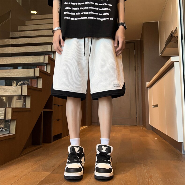 ！2024夏季新款男士撞色运动短裤学生潮牌五分裤DK270特P35,男装牛仔裤,电商B220