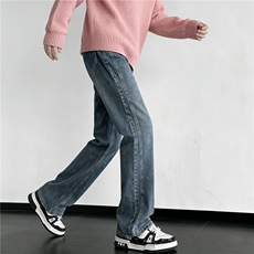 美式直筒微喇牛仔裤男水洗潮牌高街宽松cleanfit休闲长裤YZ03-P45，男装牛仔裤，星座509