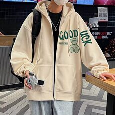 港风潮小熊拉链开衫卫衣男春秋季复古宽松休闲连帽外套，女装短外套，星座218-1（原230）