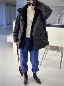 韩版收腰帽子可脱卸羽绒服,女装羽绒服,玩美