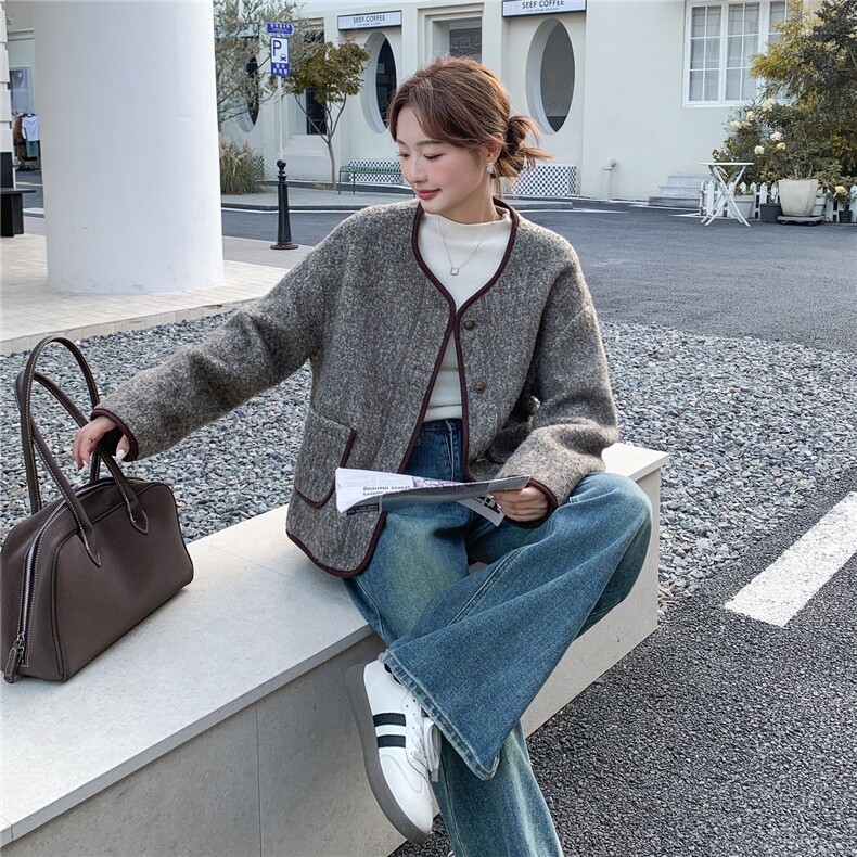 冬装新款2D112-5583短款洋气复古毛呢外套P185控278,女装毛呢外套,2D112