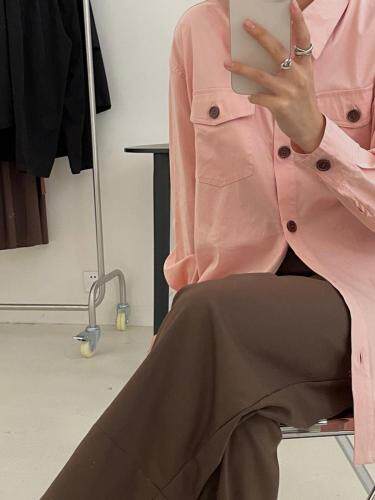 粉色?咖色高级色感秋天怎么可以少了衬衫呢，女装衬衫，molly fits