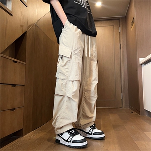 得物二开 春季新款多口袋伞兵裤宽松直筒休闲裤工装裤 K502-P42图片