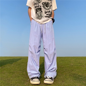 抖音得物春装新款多巴胺中性风宽松阔腿裤休闲裤子男裤K288-特P32图片