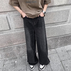 美式复古做旧水洗牛仔裤直筒宽松阔腿百搭休闲cleant裤子K932p48，男装休闲裤，星座1013