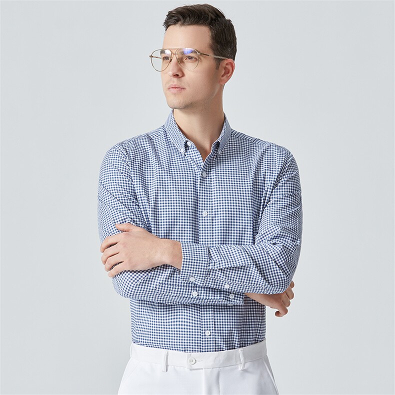 MG681中年男士商务休闲百搭简约新款合身长袖衬衫P55,男装衬衫,钱塘207-1
