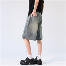 新款美式水洗渐变阔腿牛仔中裤夏季男宽松休闲XZ201-K507P45，男装休闲裤，星座201