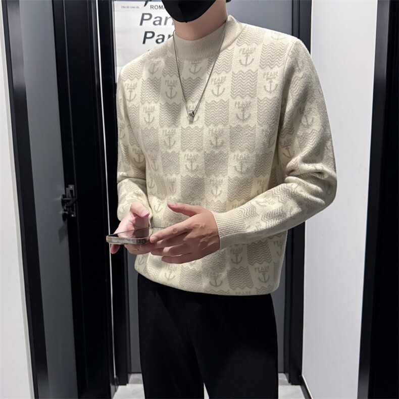 B340MY8303P6898店主风小伙风新款圆领痞帅修身毛衣,男装针织衫/毛衣,电商B340
