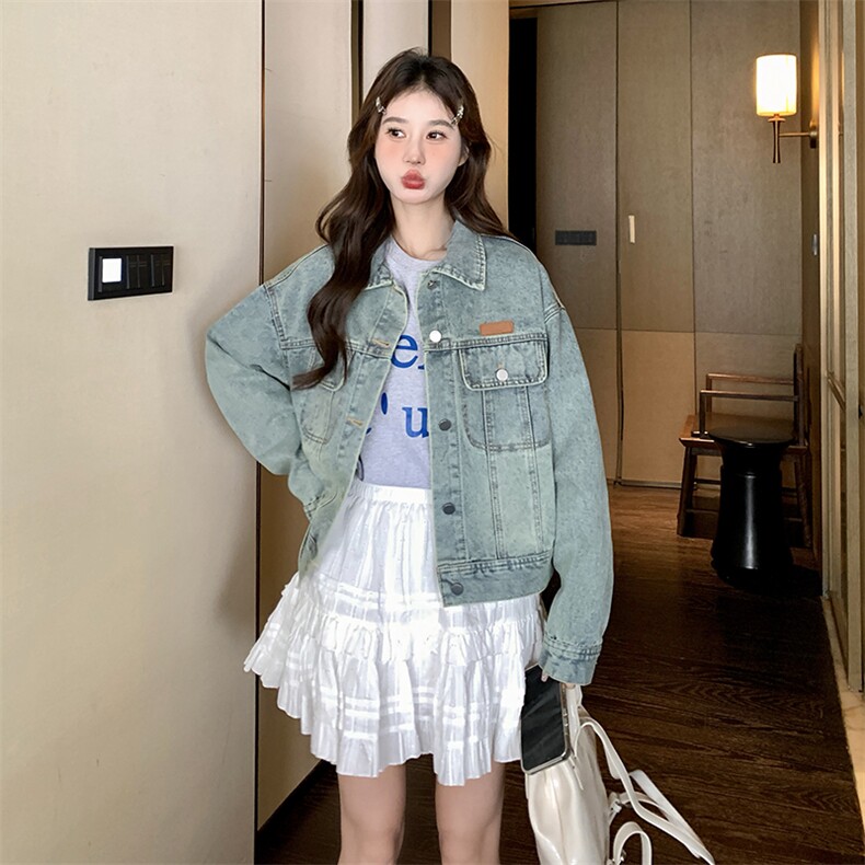 2025秋款现货韩版通勤牛仔外套2C090-1060-P125-K178,女装短外套,2C090