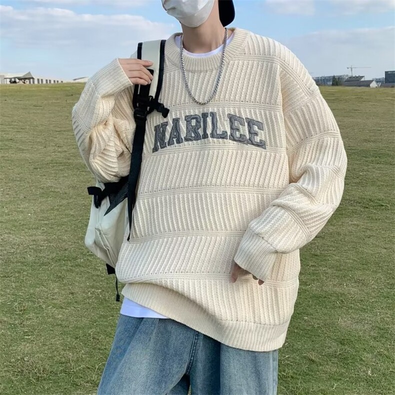 美式街头设计感圆领毛衣男慵懒风休闲针织衫M727P45,男装针织衫/毛衣,星座1116-2