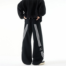 重磅运动条纹卫裤大码拼接设计感三条杠裤子阔腿休闲裤KZ1985/P58，男装休闲裤，电商B238