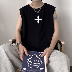 夏季时尚背心流苏剪破款设计感印花高品质纯棉背心马甲BX71 p29图片