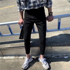 B230档-9168黑色切边修身小脚弹力铅笔男牛仔裤P85，男装牛仔裤，电商B230