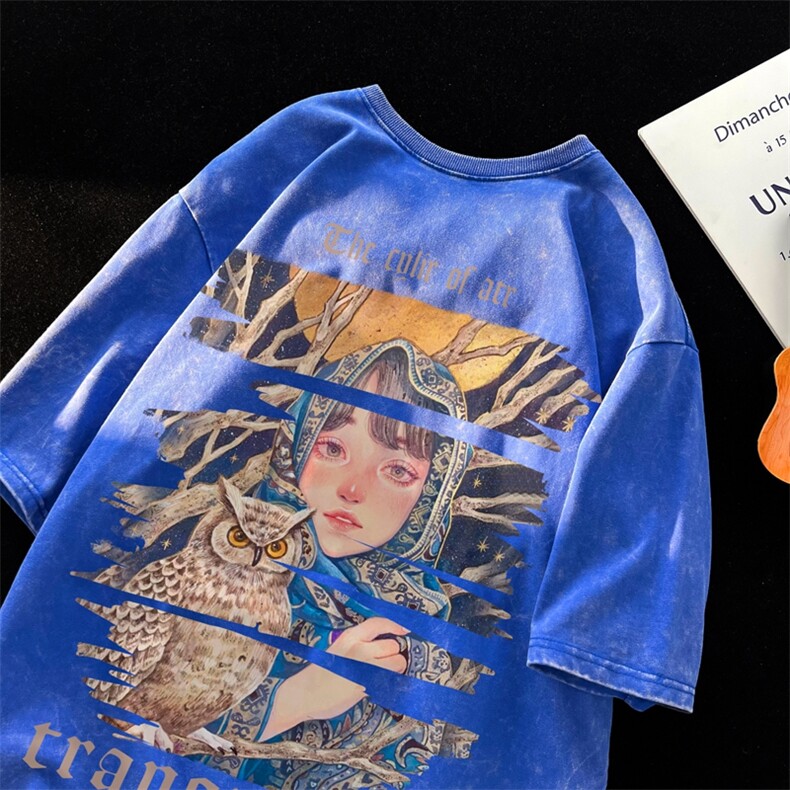 2025年夏季复古水洗T恤做旧重磅力推XZ517A-BK1183P38，男装T恤，星座517A