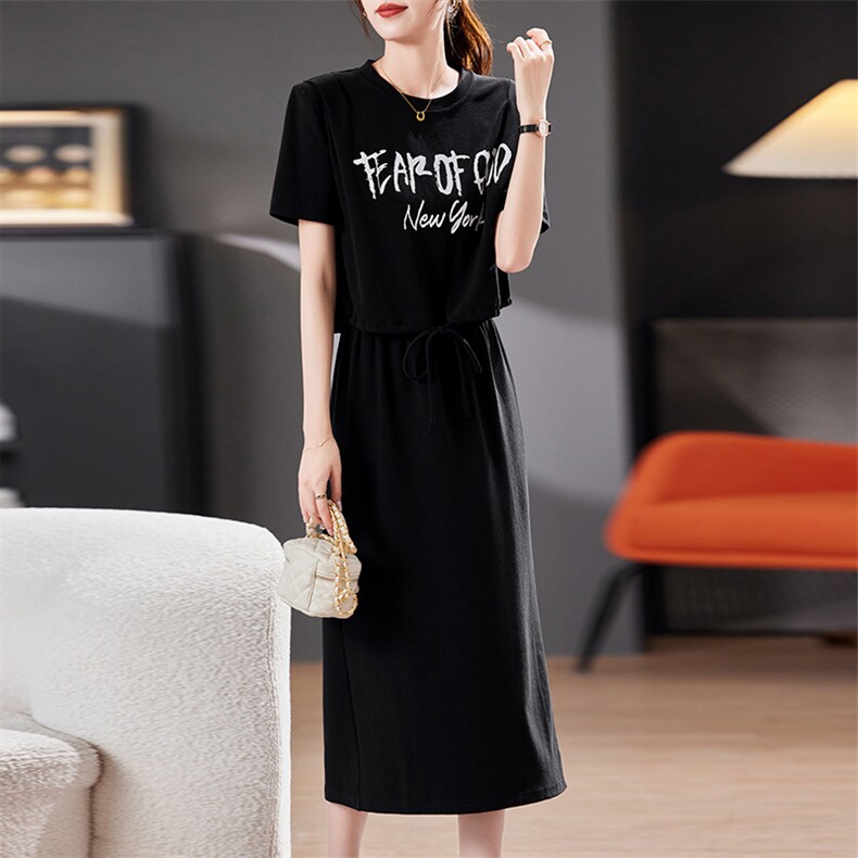 两件套连衣裙女夏季2025新款穿搭一整套减龄套装半身裙子（现货）,女装套装/套裙,丽影随形