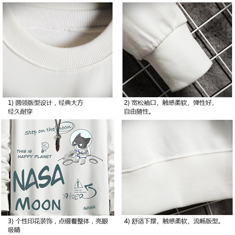 S6187-P28加绒款-P33秋季圆领卫衣男大码韩版宽松长袖外套网格,男装卫衣,电商A040A