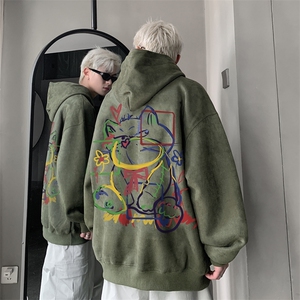 420克麂皮绒潮牌重磅连帽卫衣力推大码男XZ517A-2-JP9901-P55图片