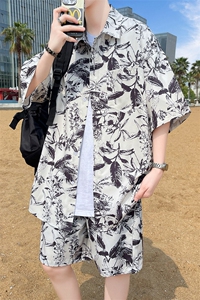 夏季海边沙滩男女同款休闲套装潮牌宽松大码XZ102B-1-TZ2563P55图片