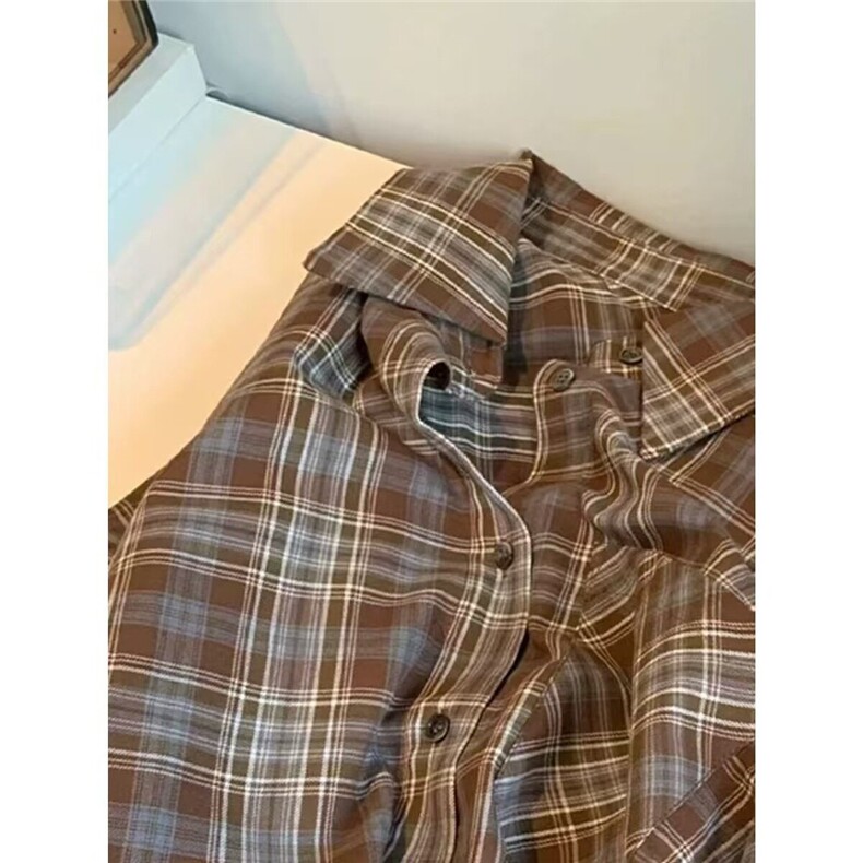 格子衬衫男女宽松百搭显瘦格纹衬衣外穿薄款防晒衫外穿长袖上衣,男装防晒衣,星座601-1