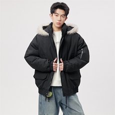 自家图有视频复古加绒毛领外套棉衣新款连帽派克棉服M2572p95，男装棉衣，电商D315