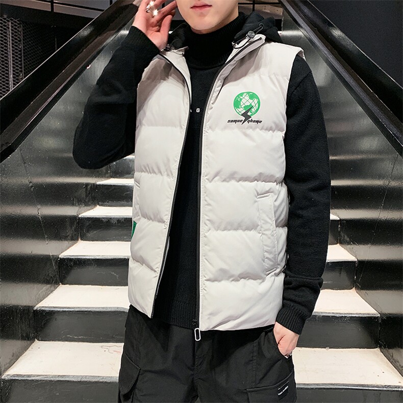 2021春秋季新款个性印花马甲男士潮流连帽外套男A438,男装背心/马甲,电商A438