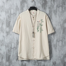 男士衬衫短袖衬衣半袖印花立领唐装风XZ1512-2408-P30，男装衬衫，星座1512