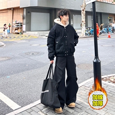 现货高品质美式高街冬季重磅硬挺短款座山雕毛领棉衣男女加厚外套，男装棉衣，电商A486