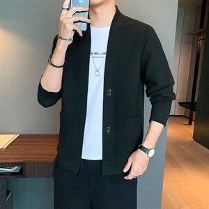 秋冬季毛衣男厚款针织衫开衫男休闲外套线衣潮DF165T图片