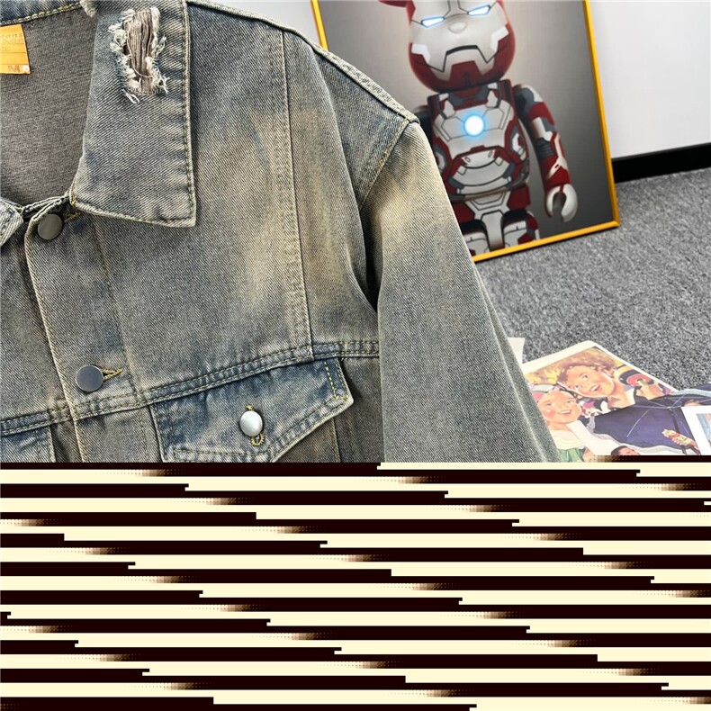男士水洗复古牛仔外套男潮牌春秋款2025新款美式工装夹克A045/P60,男装夹克,星座506B