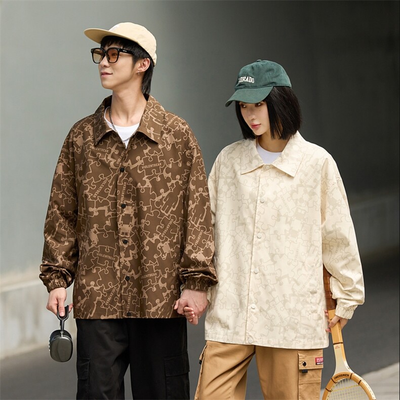秋季新款男士翻领夹克教练服外套情侣宽松百搭上衣JK3950P105,男装夹克,电商A400（原B301）