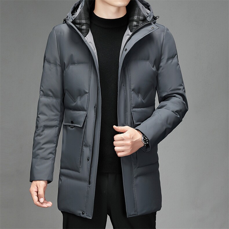 2023冬季90白鸭绒休闲中长款羽绒服男士连帽大衣男装SJ78236-P320,男装羽绒服,电商B212（原钱塘6029）