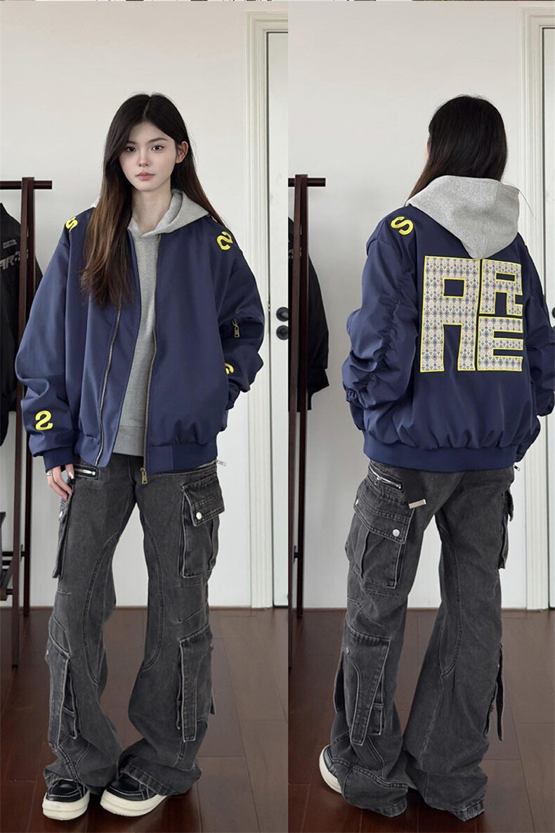 【有货】刺绣字母立领飞行夹克加棉棉服外套JK972特P77,男装夹克,星座908-1