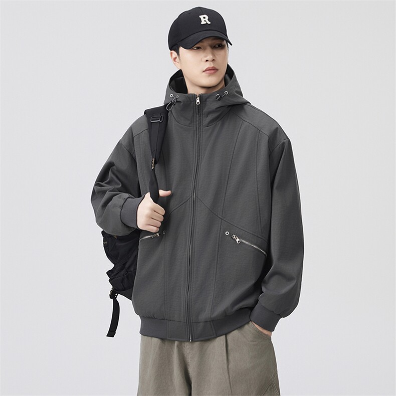 秋季新款现货连帽夹克男纯色上衣外套DSA157B-JK7970-特P70图片
