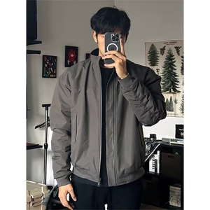 抖音得物 美式潮休闲夹克春季立领纯色复古工装加厚棉服外套AMY01图片