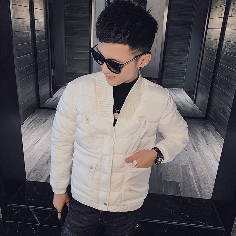 冬季社会小伙痞帅修身毛线领厚棉衣休闲棉服外套M7257-P128控165,男装棉衣,星座308A