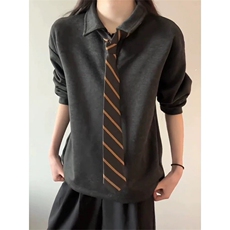 配领带翻领百搭卫衣ZW0161-特批45，男装卫衣，星座313A(原308A-2)