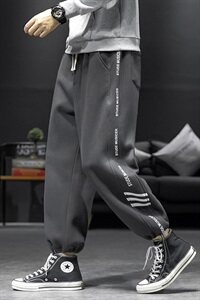 2021新款 加绒沙发深灰色休闲宽松运动裤A061-K1860-P55控价68图片
