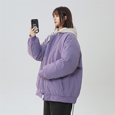 美式假两件棉服外套男2026秋冬校园风宽松棉衣夹克A436-2583-P95，男装夹克，电商A436