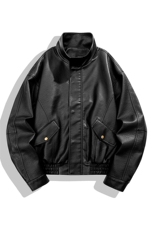 秋季男士皮衣皮夹克机车服潮牌简约百搭美式翻领PU皮外套896-P75，男装皮衣，星座1403B