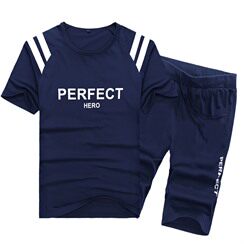 2021年夏款全棉加肥加大短袖套装大码运动套装男1678款P65，男装套装，星座802