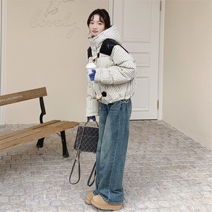 冬装新款加厚牛角扣撞色条纹羽绒服90绒浙宝208-8061-P295K398图片