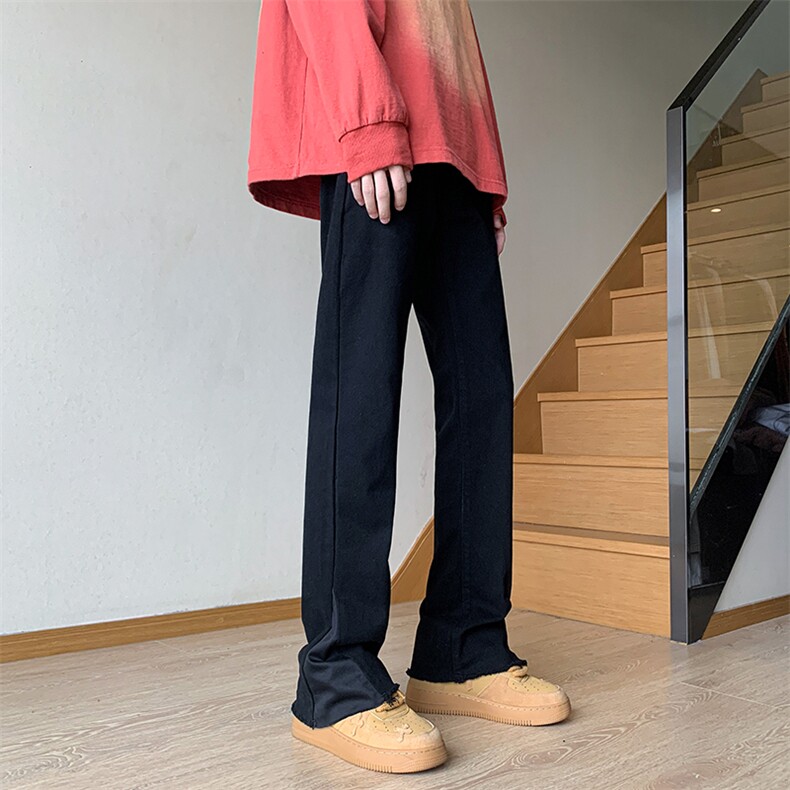 B221美式ins高街小众修身微喇毛边弹力牛仔裤LK23041-P60控78,男装牛仔裤,电商B221