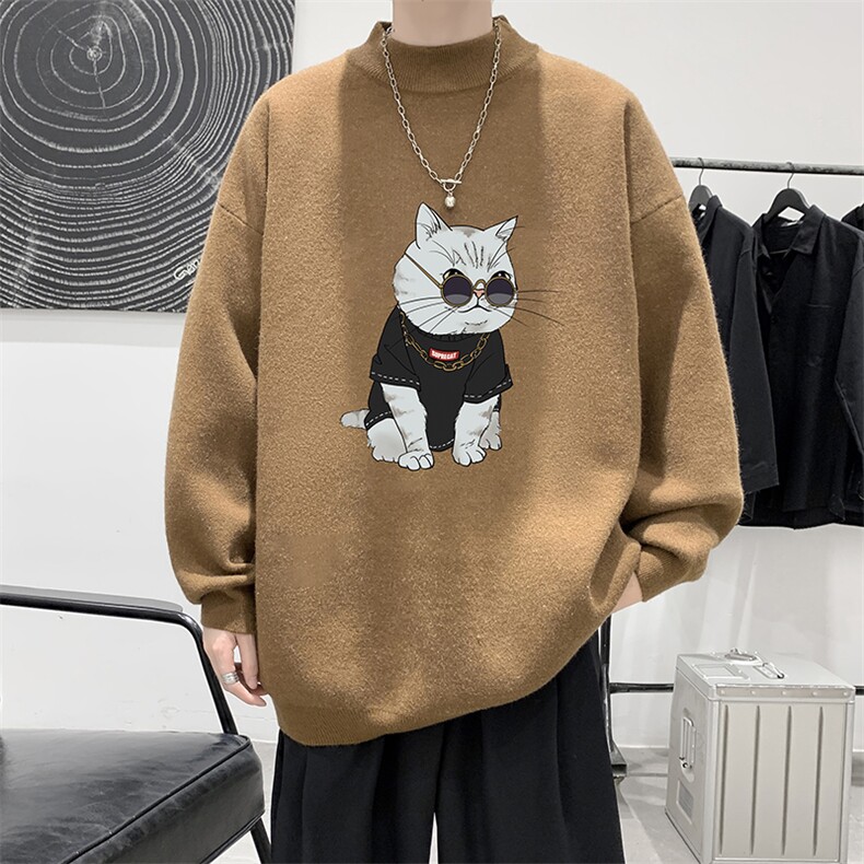 控68半高领毛衣男士大码针织衫男毛线衣男M18044-P45加绒款-P65,男装针织衫/毛衣,电商A040