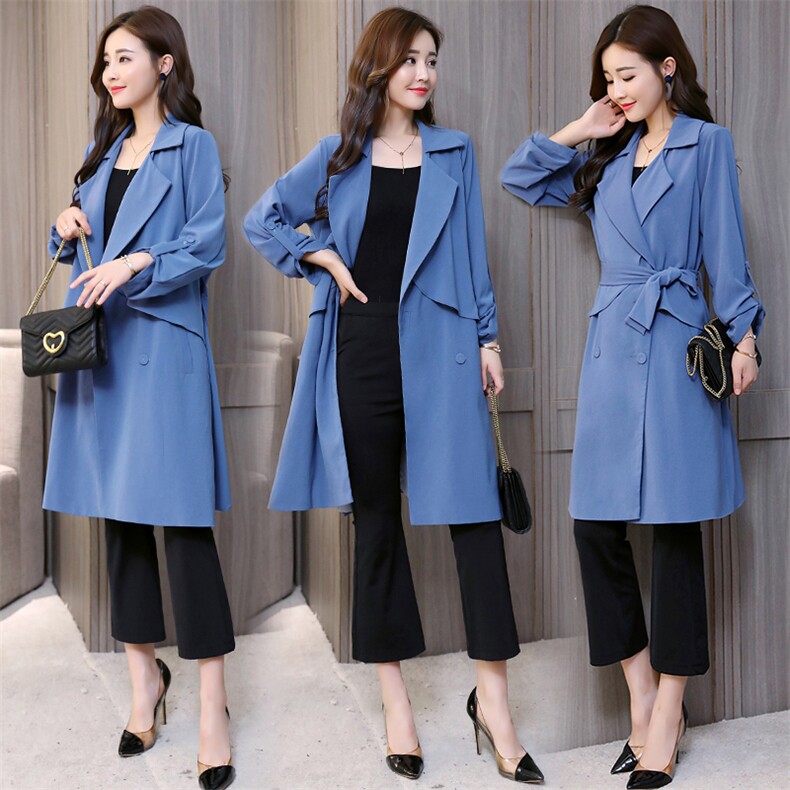 2021年秋季潮流简约个性显瘦修身百搭格子长袖POLO领风衣，女装风衣，香香